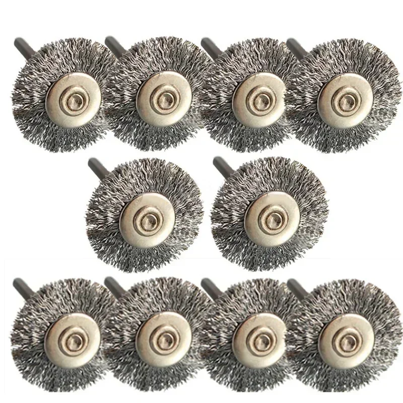 Brass Brush Steel Wire Wheels Brushes Drill Rotary Tools Polishing Rotary Tools Metal Rust Removal Brush Set 10Pcs