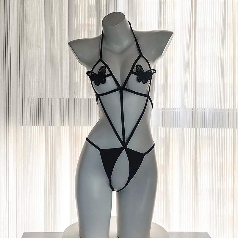 Exotic Apparel Sexy Bodysuit Butterfly Open Bra Woman Lingerie For Sex Open Crotch Vulgar Porn Underwear Outfit Babydoll Dress