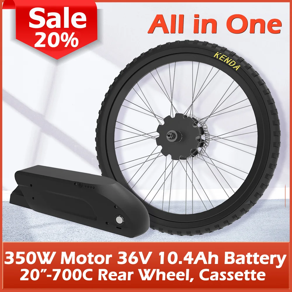36v 10.4Ah Battery 20&ldquo; 24" 26" 27.5" 29" 700C Electric Rear Wheel E BikeKits 40km/h 350W Full wireless V Disc Brake Ebike Kit