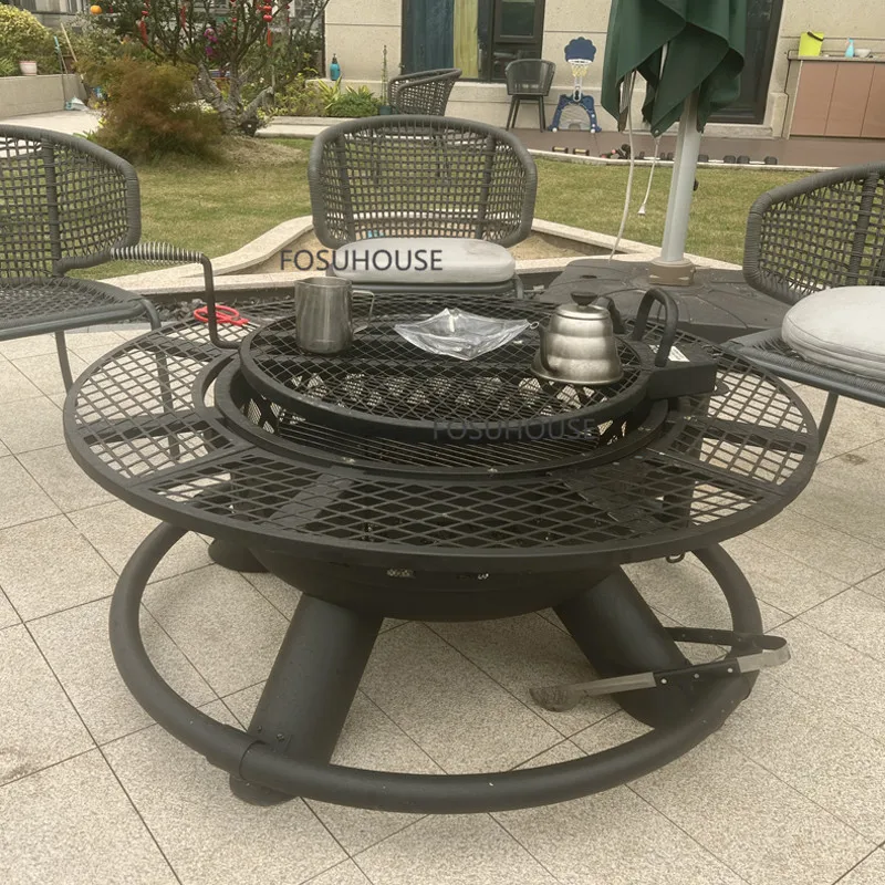 Iron Fire Pits For Courtyard Outdoor Heaters Winter Bonfire Oven Household Terrace Bake Stove Garden Terrace Outdoor Cage Stove