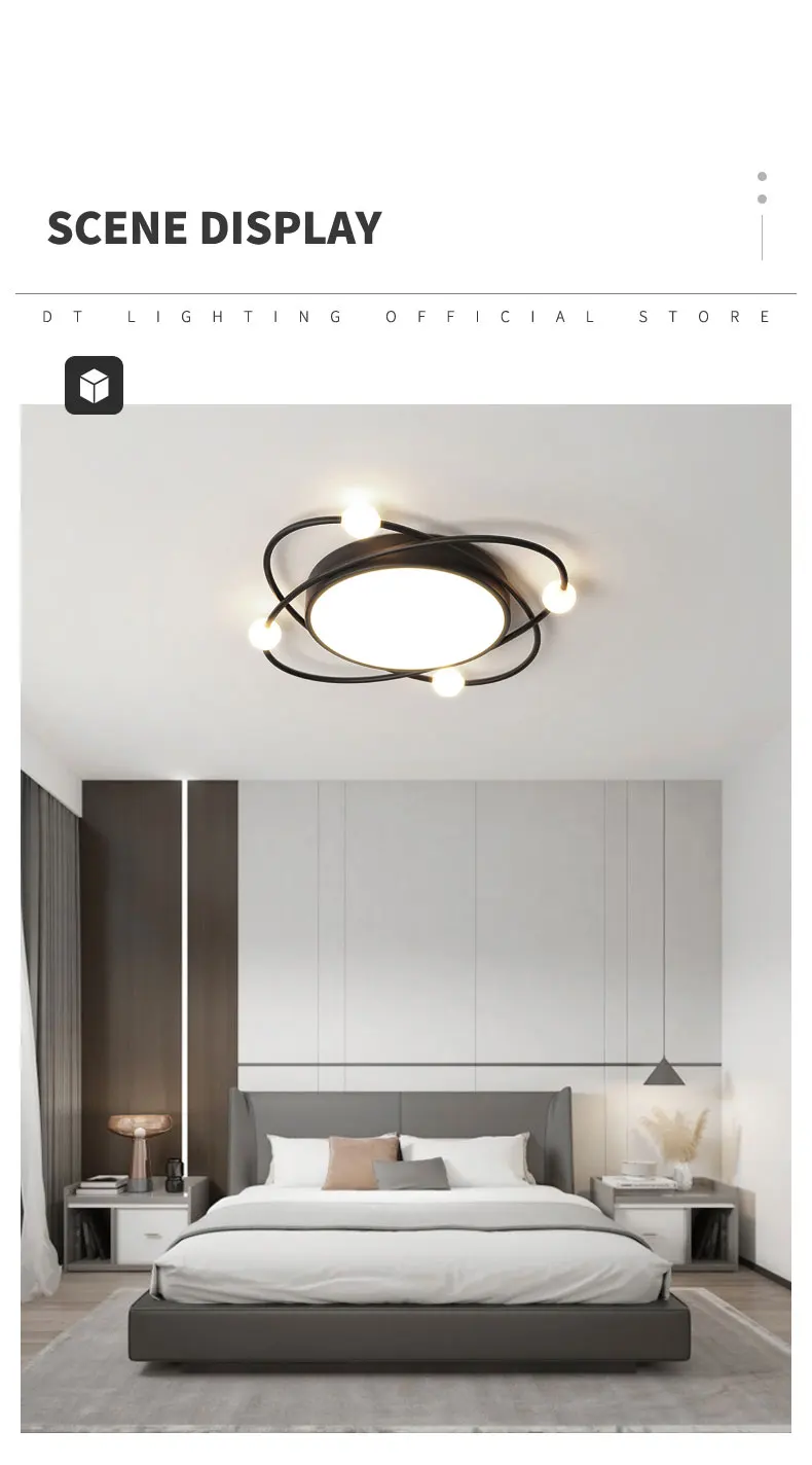 flush mount chandelier Modern bedroom lamp simple creative led ceiling lamp Nordic light luxury home study second bedroom warm and romantic lamps gold chandelier