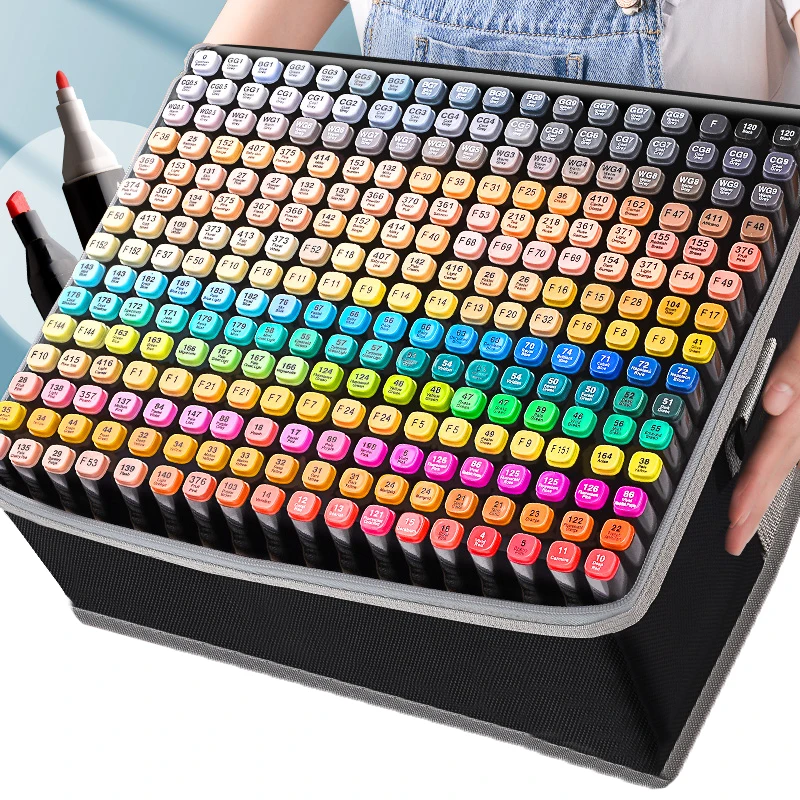 Wholesale 60 Coloured Alcohol Markers Art Drawing Manga Twin Tip Marker Pen  Set+Carry Bag+Highlight Pen Art Supplies Y200709 From Long10, $40.68