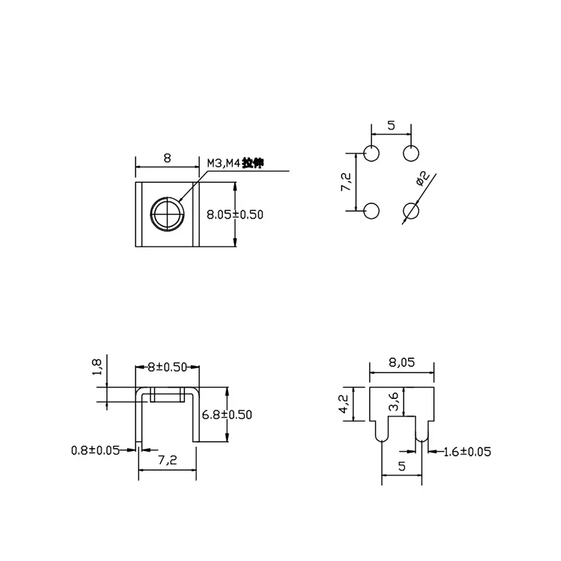 Tapping U-shaped Copper Pins Metal Pressure Riveting Fixed Seat PCB-18 M3 Nut Welding Terminal 100pcs