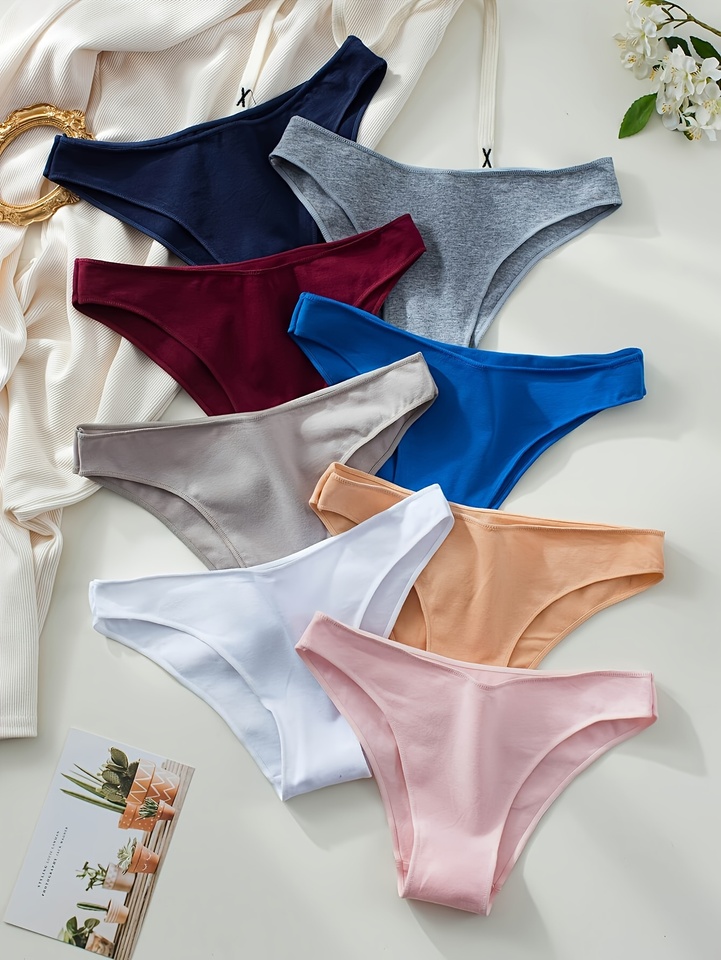 8-piece mixed color pure cotton women's briefs, comfortable summer borderless women's underwear