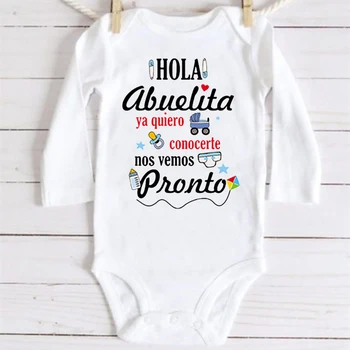 Ciao nonna Voglio incontra ti vedono presto Body per neonato Annuncio di gravidanza Vestiti per neonati Pagliaccetto a maniche lunghe per neonato 1