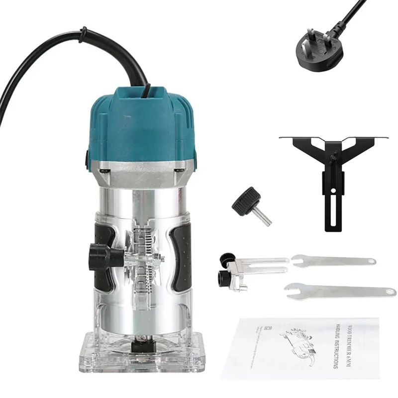 800W Electric Wood Router Woodworking Electric Trimmer Engraving Slotting Trimming Carving Router With 6.35mm Milling Cutter
