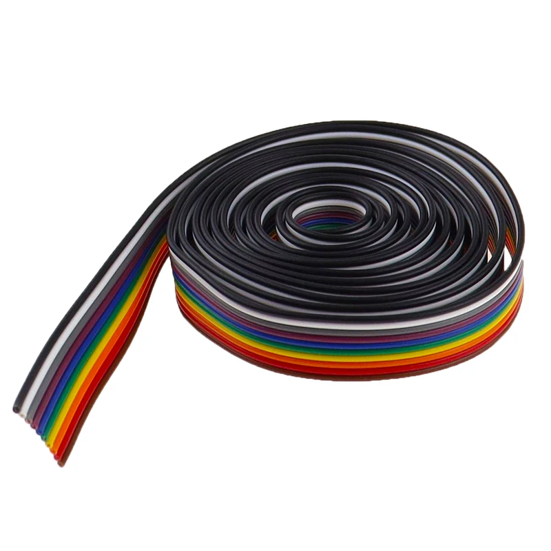 Ribbon Cable 1/5meters/lot Ribbon Cable 10WAY Flat Color Rainbow Ribbon Cable Wire Rainbow 10P 28AWG