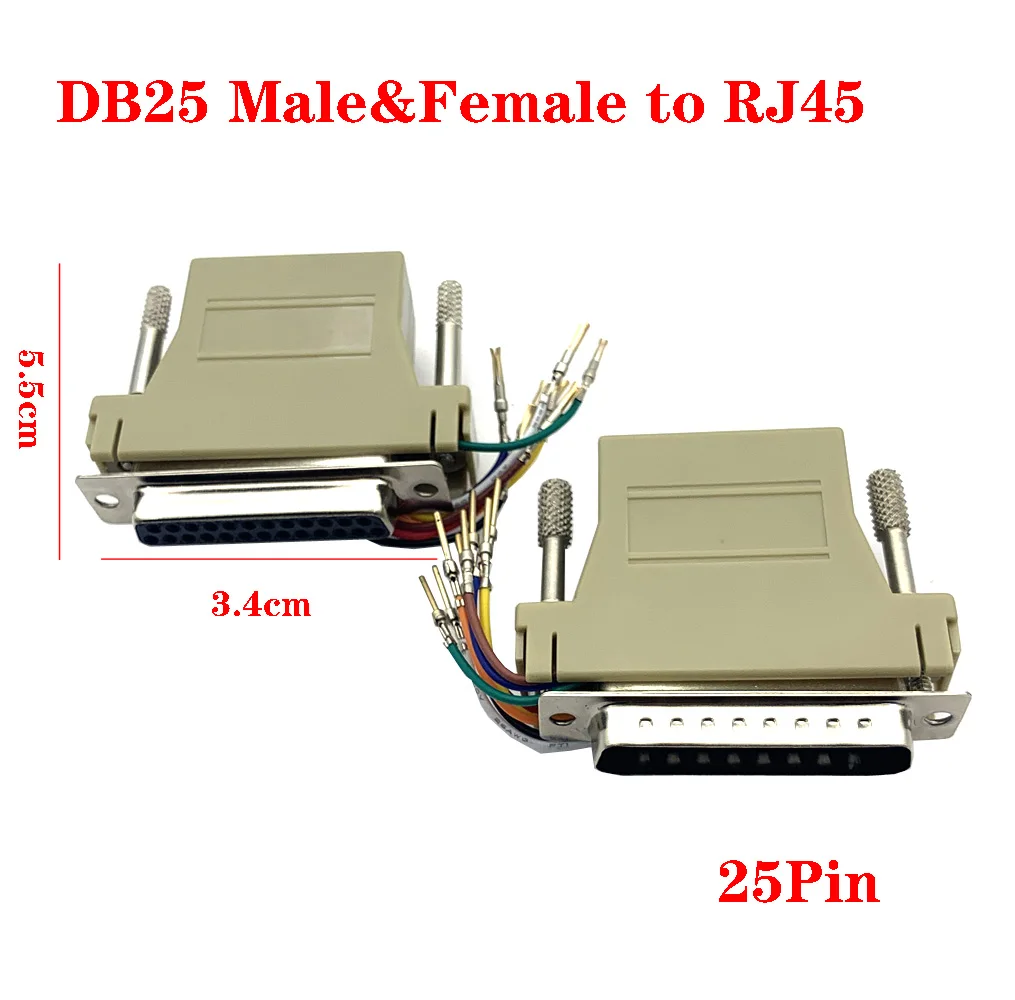 1PCS 9/15/25PIN Serielle Adapter DB9 VGA15 DB25 Zu RJ45 Weibliche/Stecker Modulare Stecker Ethernet port Conversion Extender Konverter – Detail 3