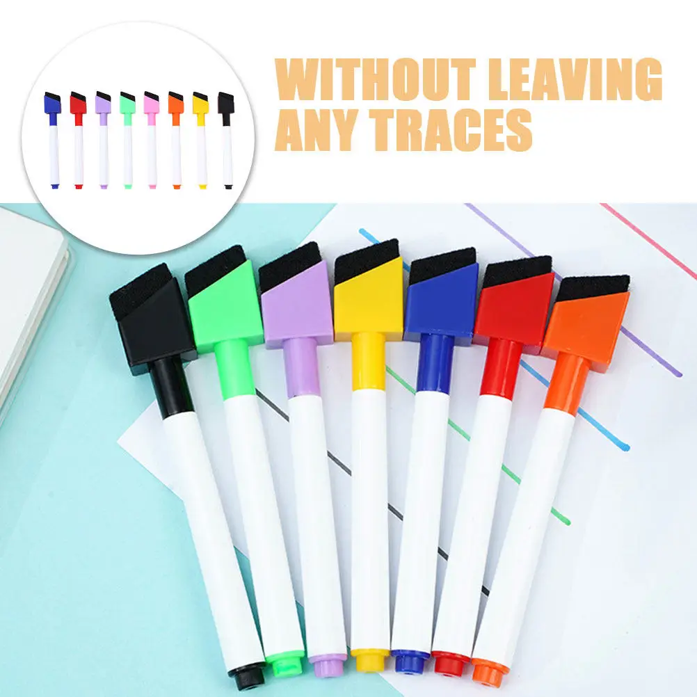 8Pcs 파인 팁 지울 수 있는 화이트보드 마커 생생한 색상의 건식 지우개 펜 교실 달력 노트 그리기용 얼룩 없음 잔여물 없음