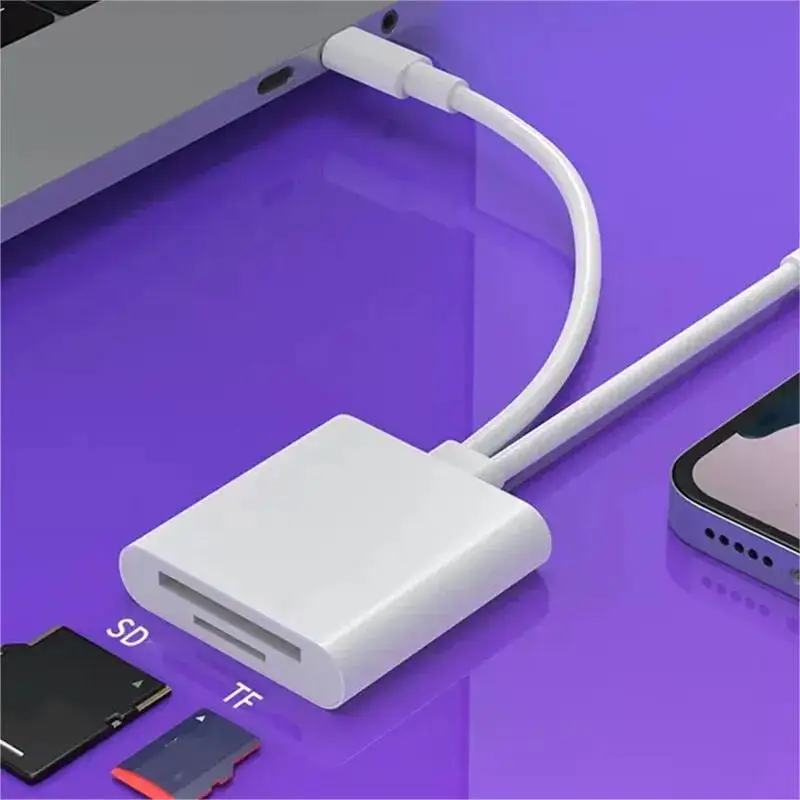 OTG 카드 리더 C 타입 라이트닝-SD TF 메모리 카드 어댑터, PC 노트북 아이폰 멀티 스마트 카드 리더, 앱 필요 없음, 2 in 1