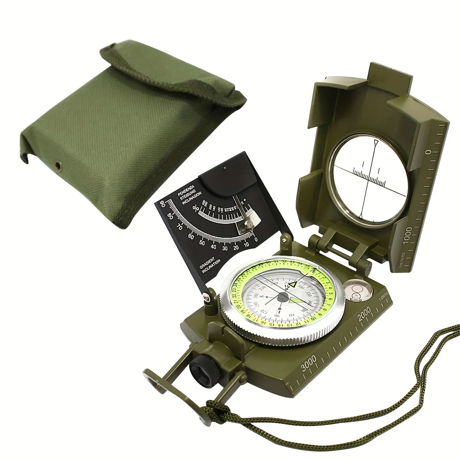 

Multifunctional Luminous Dial Waterproof Anti-fog Accurate Military Compass for Hiking Camp