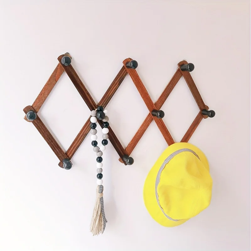 1 X-Shaped Wooden Wall Hanger, Expandable Hanger, Accordion Design, Hook, Used For Hanging And Storing Umbrellas, Hats, Wallets