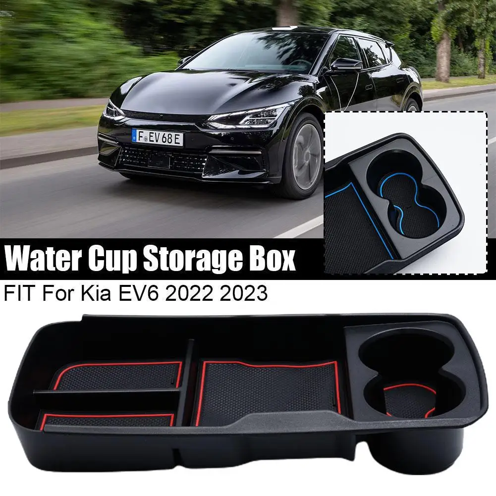 

Car Water Cup Storage Box FIT For Kia EV6 2022 2023 Center Armrest Hidden Box Cup Holder Console Organizer Car Box Accessories