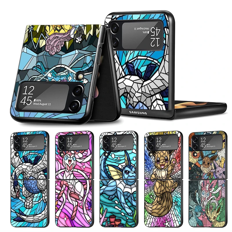 Pokemon Gengar Eevee Art Sac Custodia Per Telefono Per Samsung Galaxy Zflip 4 Zflip Zflip3 Zflip 3 5G Zflip4 Flip4 Flip Black Cover Fundas