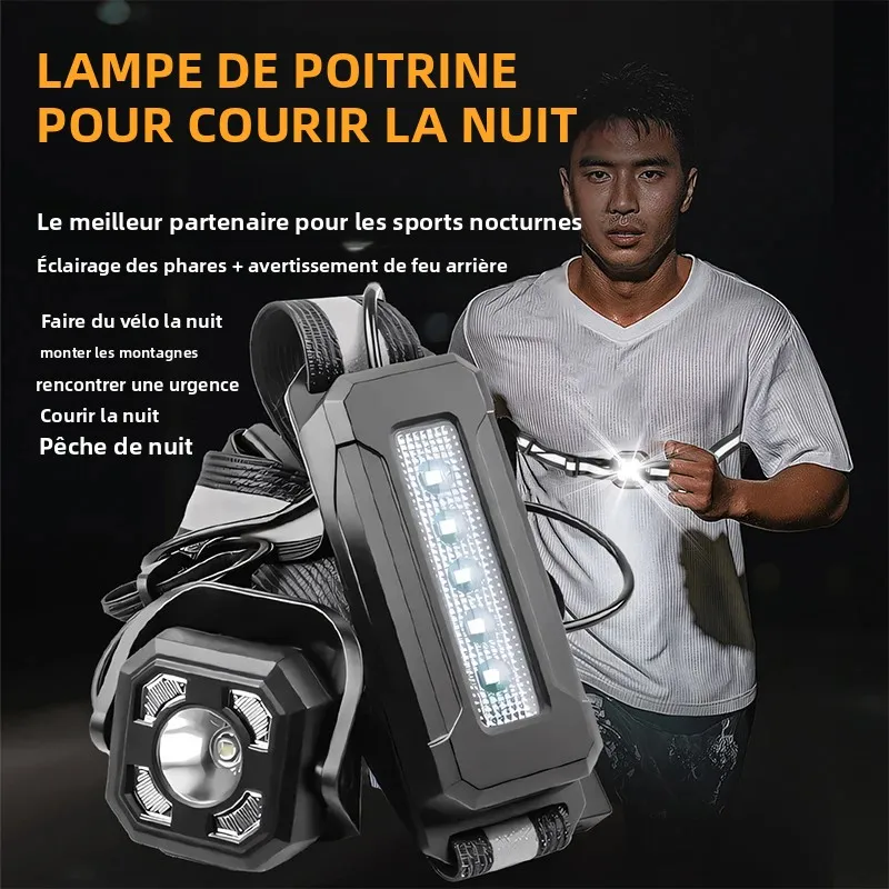 Lampe Running Pectorale Lampe De Course Pectorale Rechargeable USB - 3 Modes D'éclairage, étanche IPX6 | Pour Running, Jogging, Randonnée Nocturne Lampe Sport étanche Ipx6