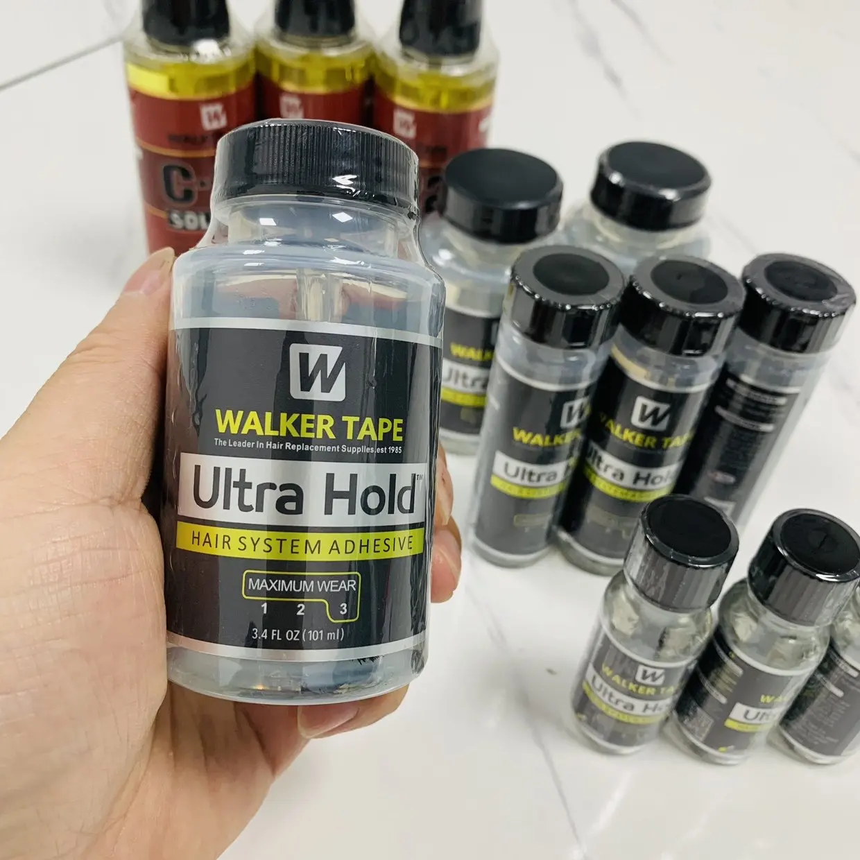 Wholesale Walker Tape Ultra Hold Lace Wig Glue Waterproof Transparent Lace Adhesive for Hair Replacement Brush-on Glue 3