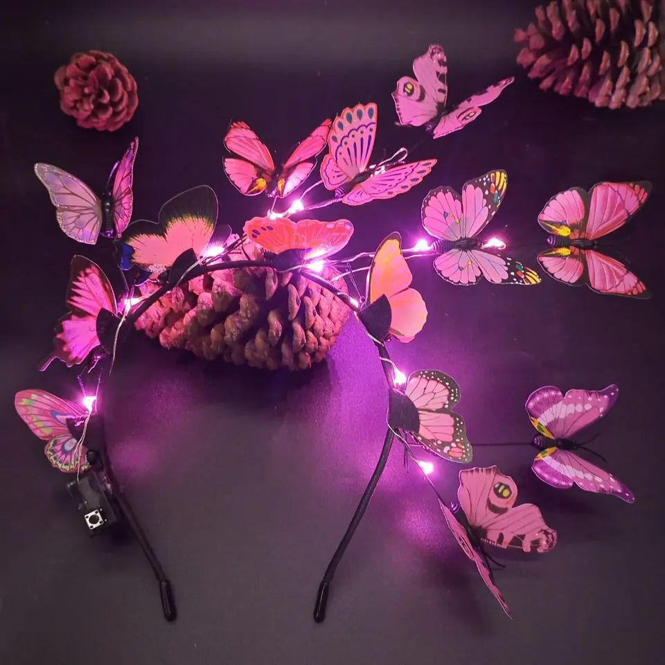 

Glowing Butterfly Hair Band Headband Christmas Adult Children's Birthday Concert Headwear Scenic Area Night Market Headwear