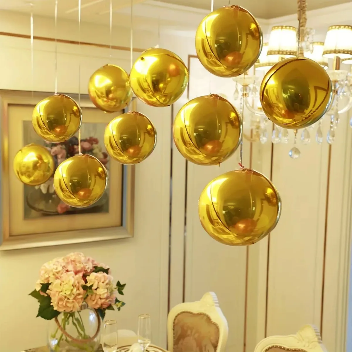 10 TEILE/PAKET 10 Zoll 4D Runde Folienballons – Leuchtende Metallic-Luftballons Set für Geburtstag, Hochzeit, Abschlussfeier, Dekoration