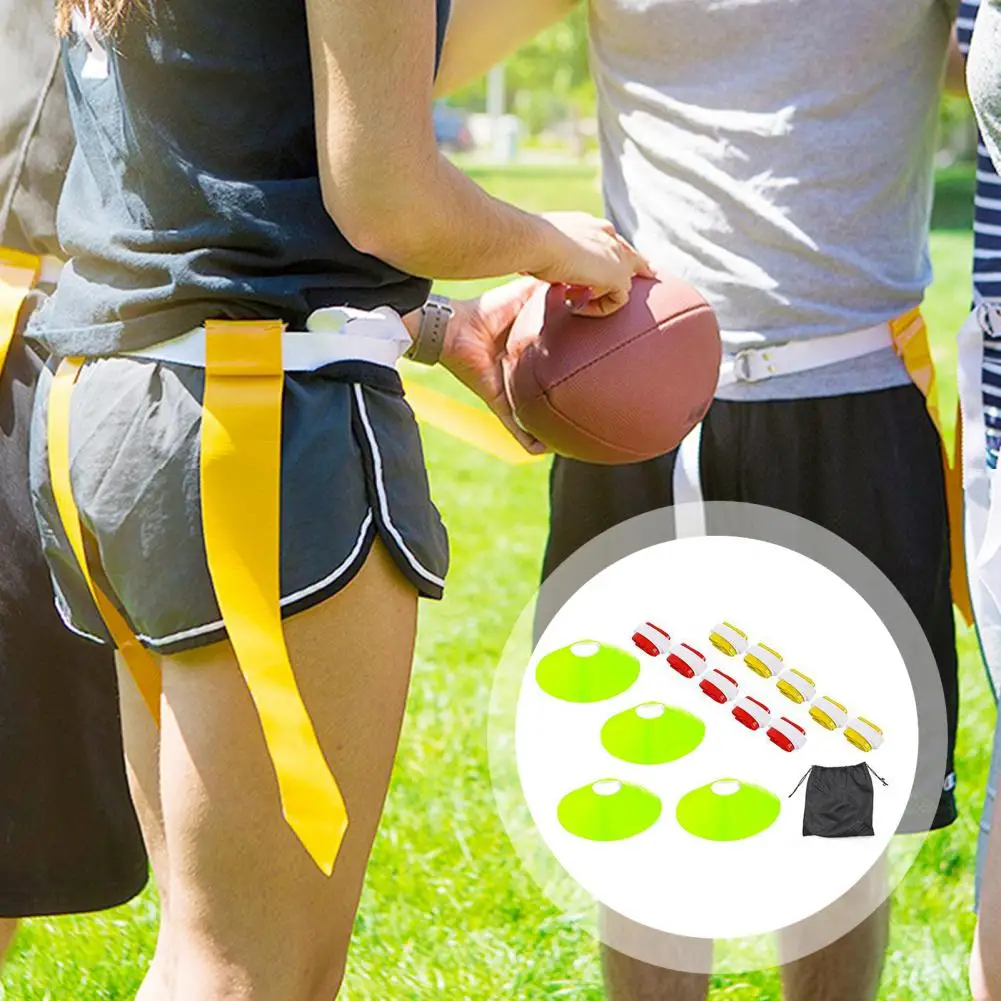 1 Set Durable Football Belt Flag Strong Grip Soft Material PVC Streamer Olive Flags Rugby Waist Flag for Intense Competition