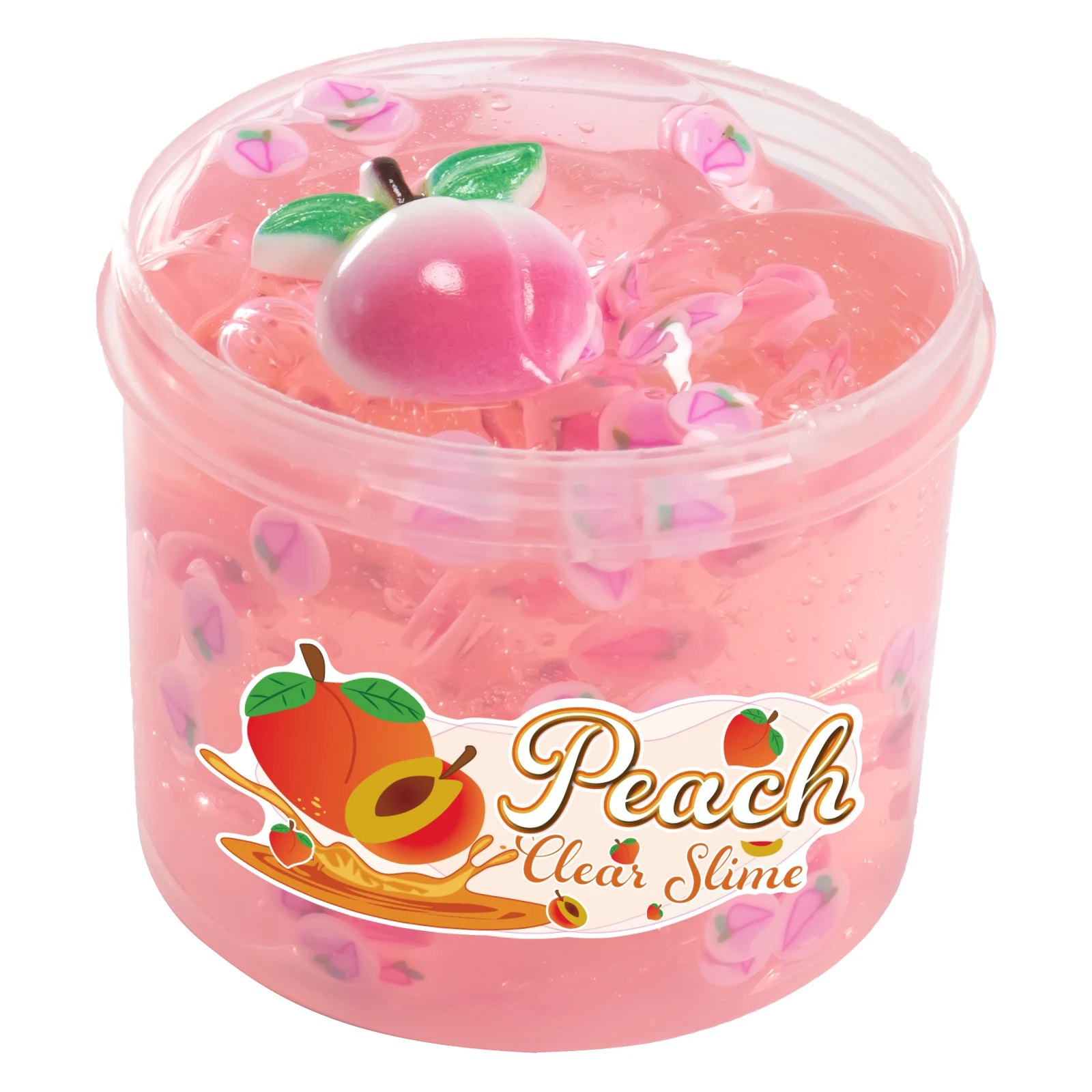 70ml Crystal Clear Slime with Watermelon Peach Avocado Pineapple Charms-Non-Sticky Soft Jelly Clay For Party Christmas Gift 3