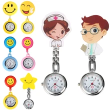 Nurse Watch for Women Yellow Cute Smiling Clip-on Quartz Pocket Watch Brooch Pendant Hanging For Medical Doctor Nurse Gadget