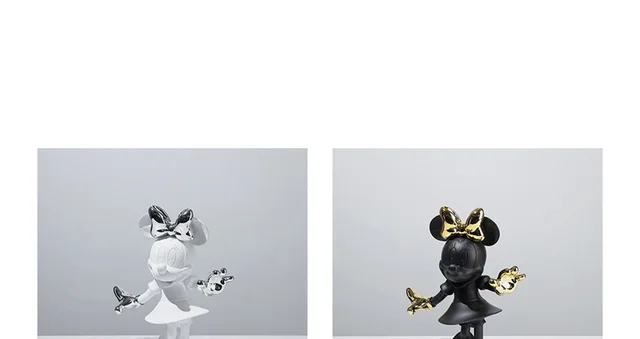 Fashion Electroplating Mickey Mouse Action Figure Simple Modern Collection  29cm Cartoon Model Toys Ornaments Minnie Mouse Statue
