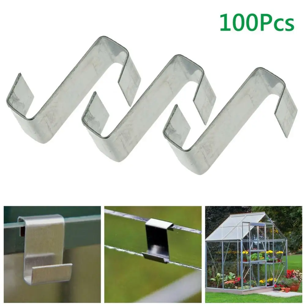 Greenhouse 100Pcs Stainless Steel Z-Type Metal Glazing Glass Overlap Clips Fixing Clamp Tool Fixing Tool