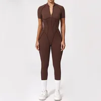 Women's tracksuit Gym Workout Sports clothes outfit zipper Jumpsuit Yoga Fitness overalls Set open Back Bodysuits suit for women - Image 5