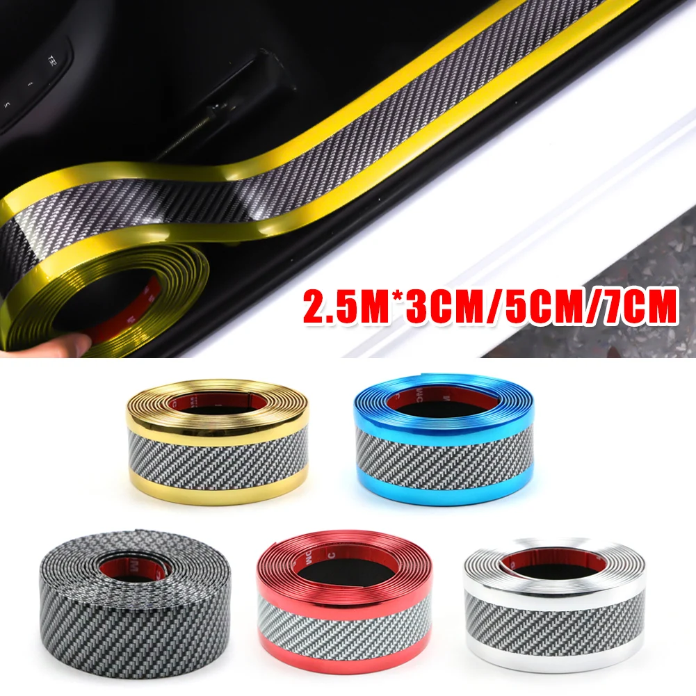 2.5M/Roll Car Sticker Door Sill Protector Anti-Scratch 7cm Carbon