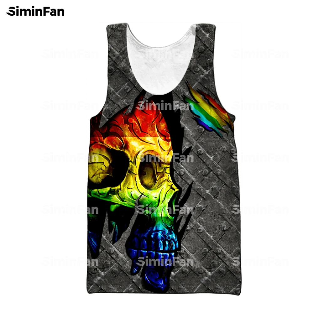 LGBT Skull Pride Rainbow 3D Full Printed Tank Top Men Vest Summer Sleeveless Tee Female Shirt Unisex Singlet Casual Undershirt 1 images - 6