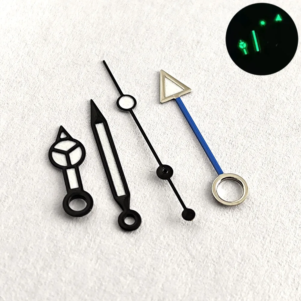 Enhanced GMT Luminous Watch Hands in Blue & Green