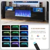 Fireplace TV Cabinet with 36 Inch Electric Fireplace, LED Lights Entertainment Center, 2-story TV Console Bracket 3