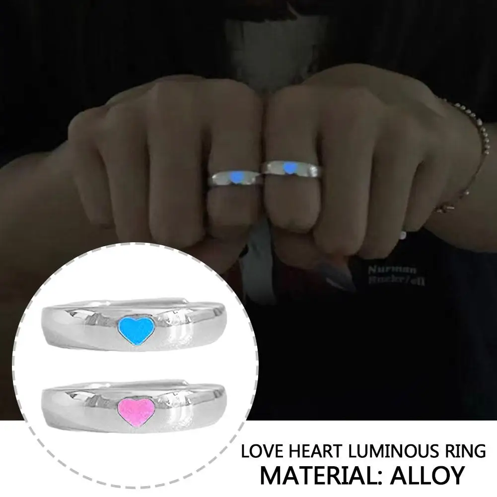 Fashion Heart Regolabile Punk Nottilucente Love Luminous Glow In The Dark Regalo Di Gioielli Di Compleanno Per Gli Amanti Pink Bl Y3S1