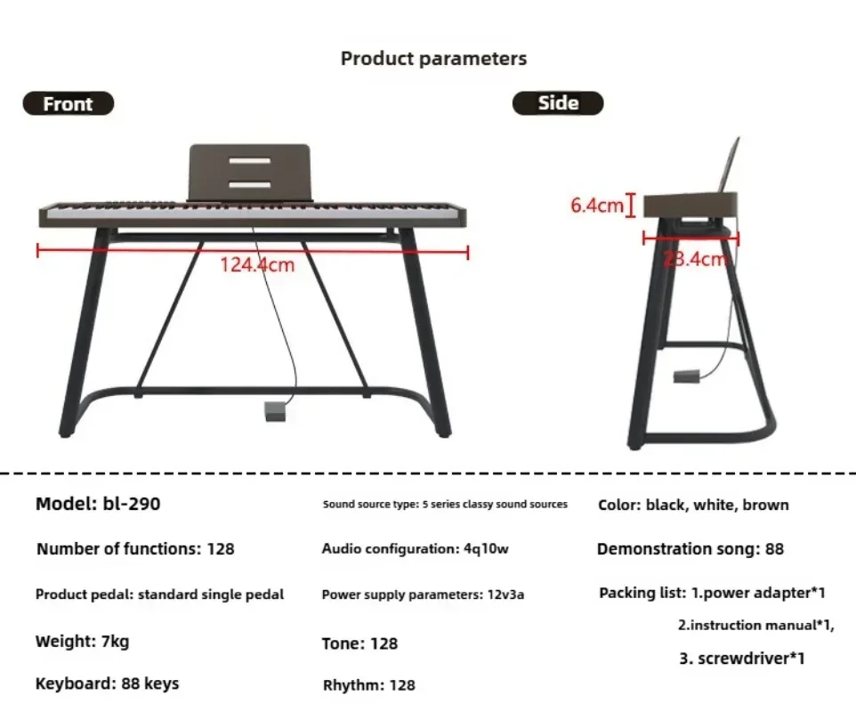 Electric Piano 88 Key Weight Portable Beginners Practice Electronic Organ Professional Performance Electric Instrument