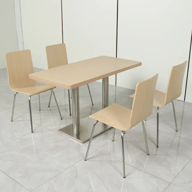 Ekintop moderne minimaliste Rectangle école bibliothèque salle de lecture meubles Restaurant cantine cadre en bois salle à manger chaise Table 1