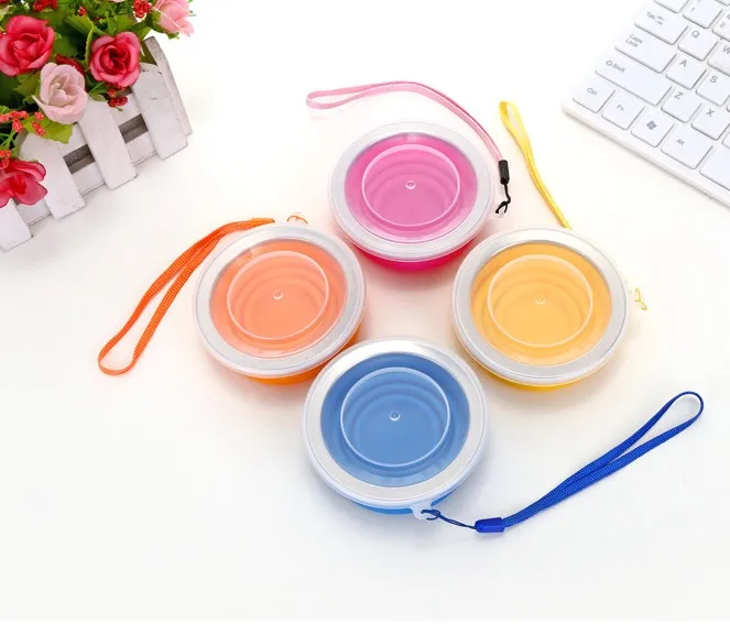 200MLStainless Steel Fashion Travel Silicone Retractable Folding Cup With Lanyard Outdoor Telescopic Collapsible Cups