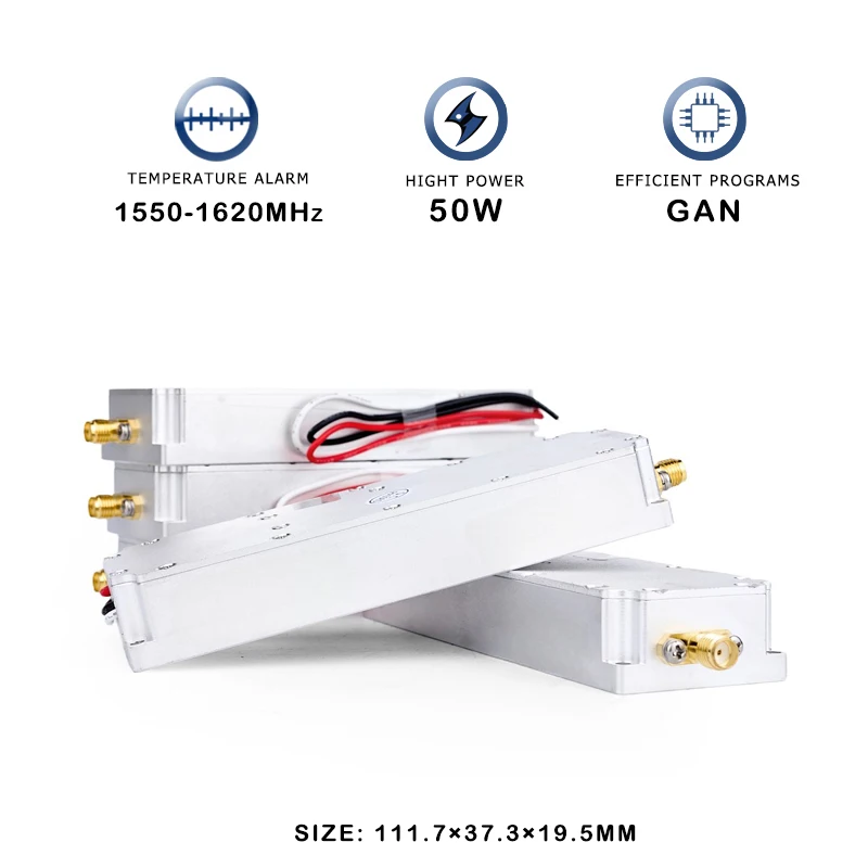 

50W 1550-1620MHz 2.4G Anti UAV Drone FPV Module GAN RF System Jamming Device C-UAS Solution PA Power Amplifier