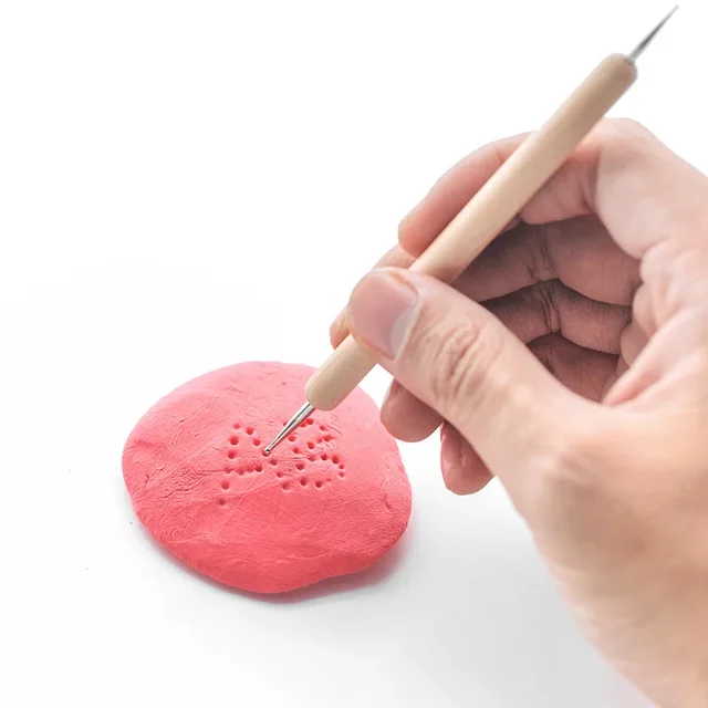 1 ensemble d'outils de Sculpture de points de poterie, stylo en forme d'argile polymère en acier inoxydable, boule métallique, Sculpture en argile, outils de décoration en céramique pour bricolage 3