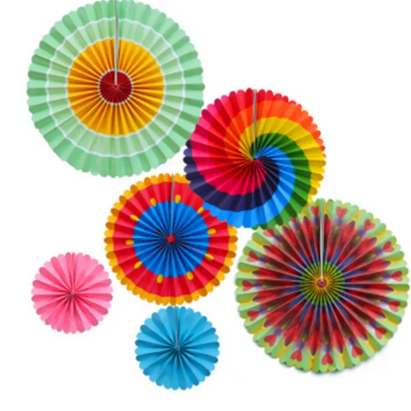 6pcs/set Decorative Wedding DIY Wheel Tissue Paper Hanging Fans Flowers Craft For Birthday Party Wedding Baby Shower Decoration