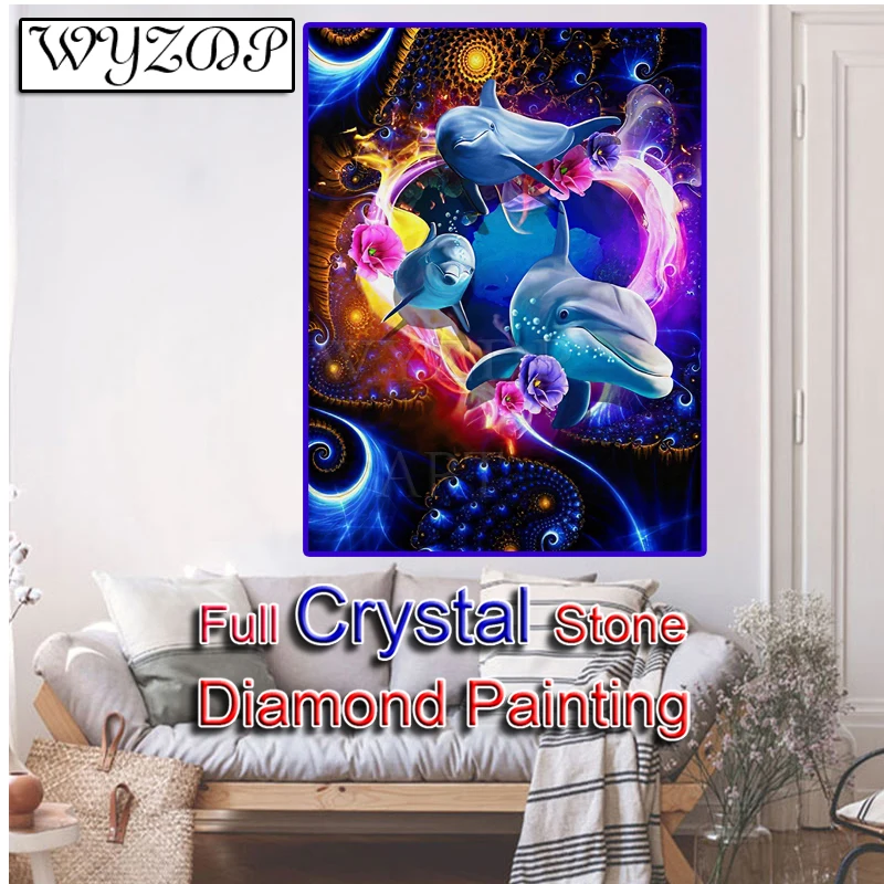

5D Diy Diamond Painting Full Square Crystal Mosaic Embroidery DolphinCross Stitch Girl kit Crystal Diamond Art Home Decor 230702