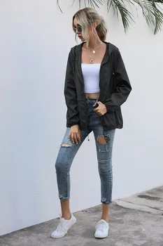 Women's Solid Rain Jacket - Outdoor Hiking Hoodie - Waterproof WindProof - Ladies Long Coat Warm Outwear - Women's Windbreaker 6