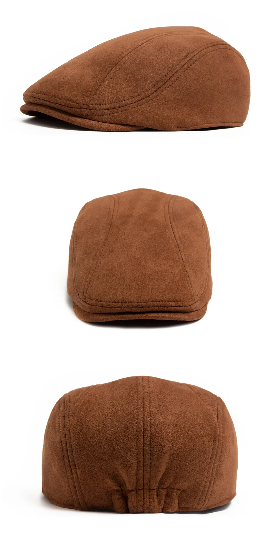 Neue Wildleder Winter Baskenmütze Hut Mode Männer Frauen Einstellbare Zeitungsjunge Mütze Flache Visier Berets Unisex Panama Hut Retro Casual Baskenmütze Gorra – Detail 11