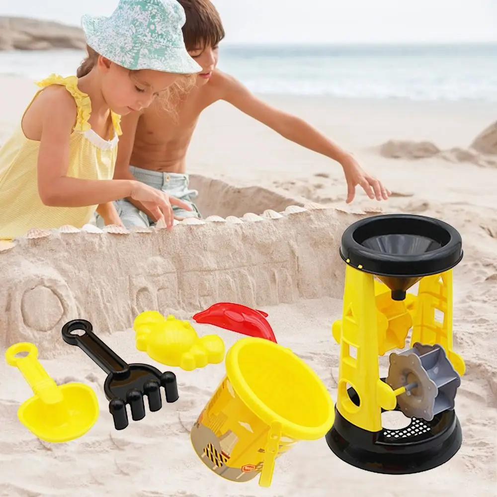 

6PCS Gift Outdoor Game Plaything Digging Sand Kit Water Bucket Shovel Rake Mold Beach Sandglass Sand Toys Set