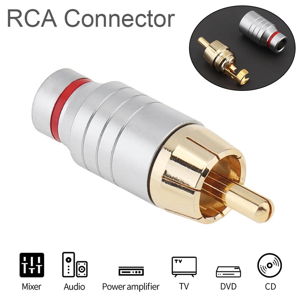 

Штепсельная Вилка RCA, золотистый адаптер для аудио и видео разъем для динамика, провода, настенной пластины, для домашнего кинотеатра, видео, аудио