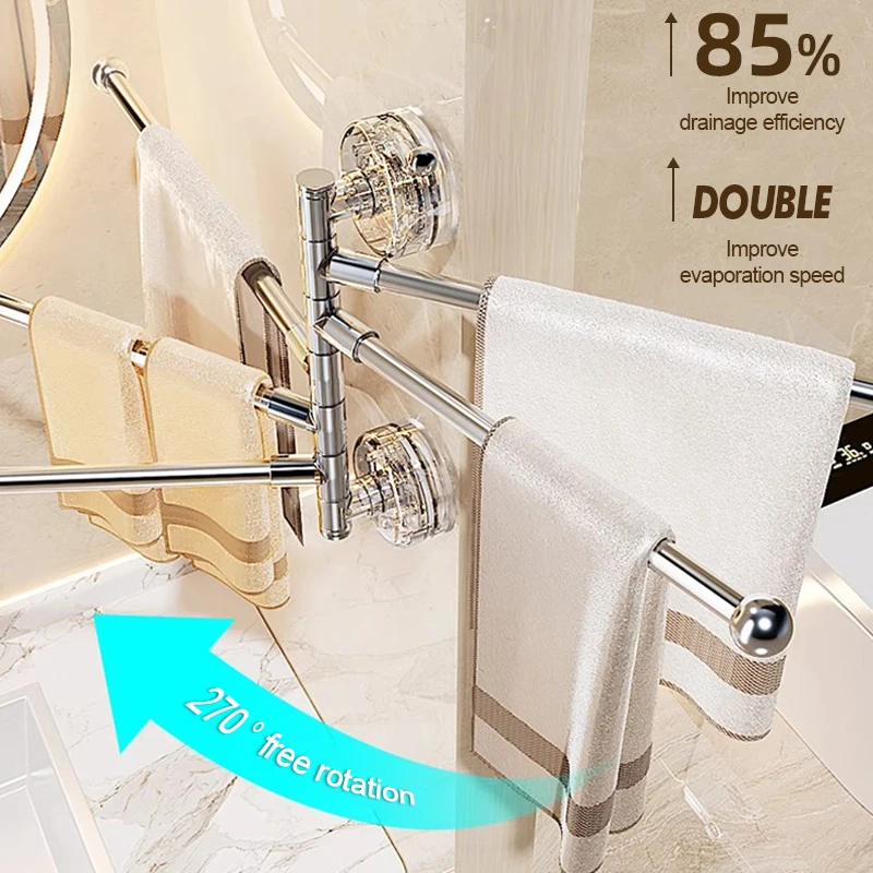 Towel Rack Bathroom Towel Pole Suction Cup Non Perforated Wall Mounted Towel Rack Multi Pole Storage Rack Bathroom Storage Supplies
