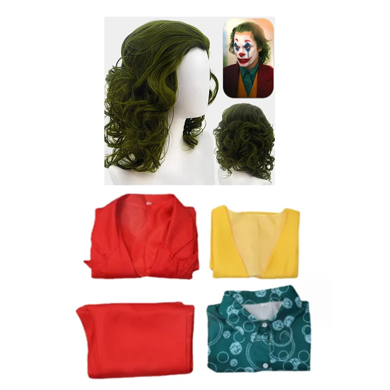 Filmfiguren Joker männlich Cosplay Kostüm Anime Charakter Halloween Kostüm Cosplay Kostüm Set Maske Uniform Perücke