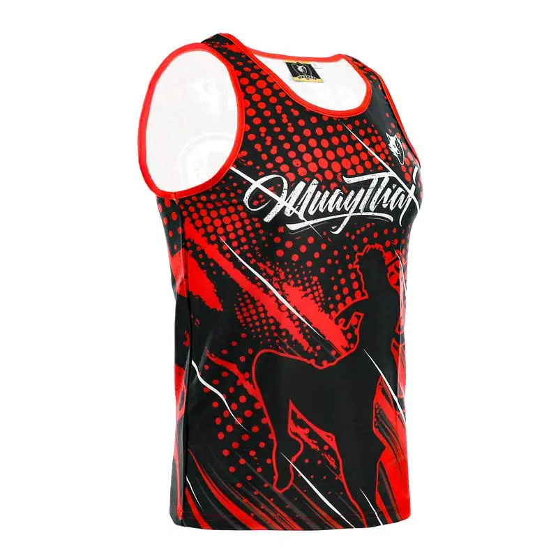VSZAP Fighting Sport Polyester Sleeveless S-2XL Black Elastic Fighting Wolf Fist Gym Muay Thai Jujutsu Tank Top