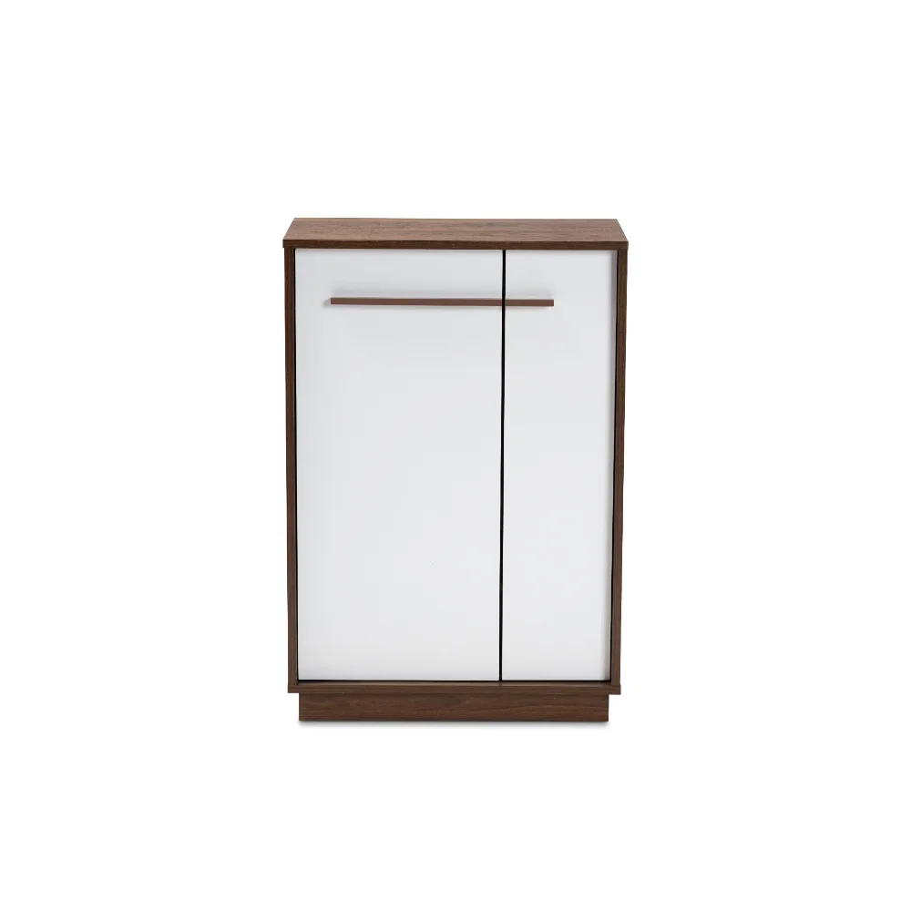 

Baxton Studio Mette Mid-Century Modern Two-tone White and Walnut Finished 5-Shelf Wood Entryway Shoe Cabinet