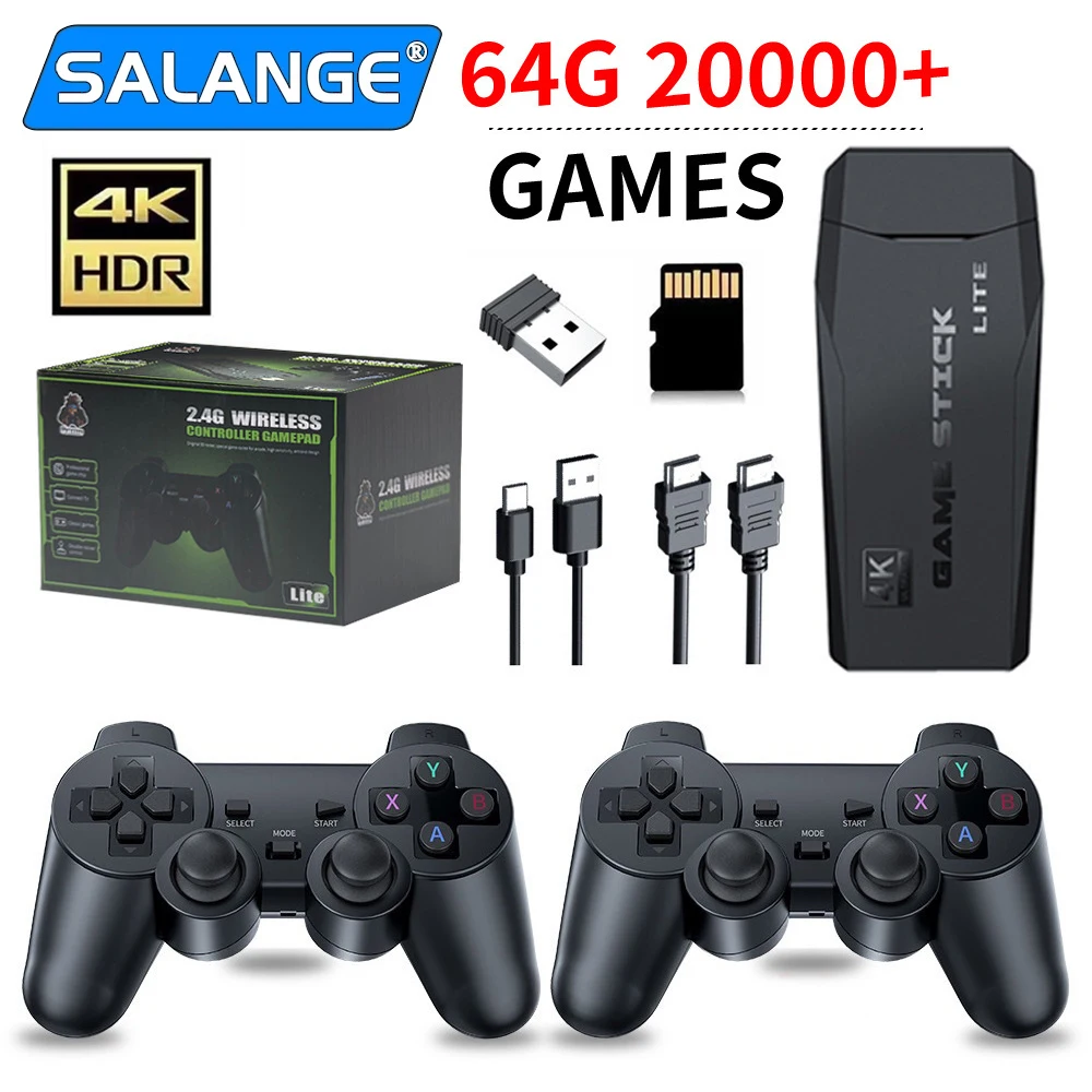 4K 20000 games Video Game Sticks M8 Console 2.4G Dual Wireless Controller Game Stick 64GB Retro game For Dropshiopping Xmas Gift