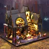 DIY Wooden Miniature Model Kit Luna Magic House Casa Doll Houses 3D Puzzle Dollhouse With Furniture Lights for Friends Gifts 4